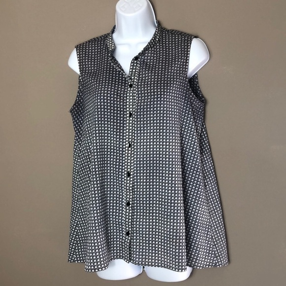 Milano Button Up Sleeveless Blouse Medium - Picture 1 of 6